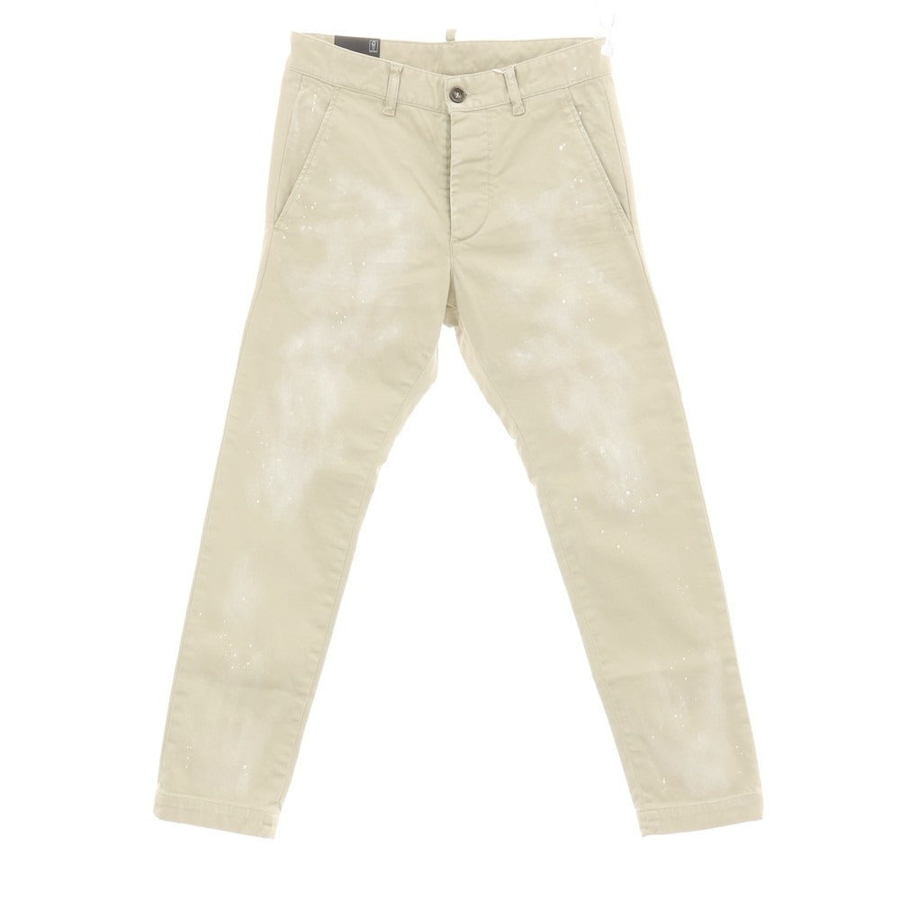 【新品】ディースクエアード DSQUARED2 COOL GUY PANT ペイント加工 ストレッチ コットン チノパンツ ベージュ【サイズ42】【 状態ランクN 】【 メンズ 】