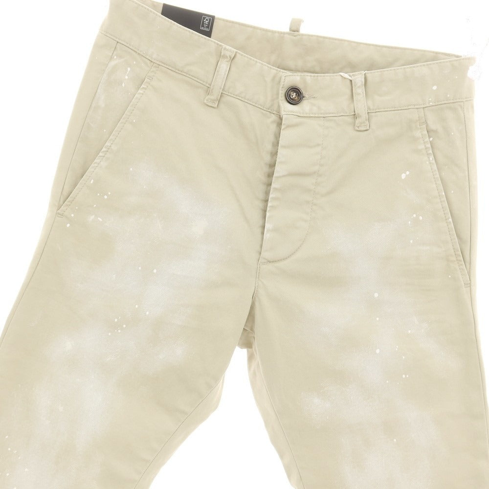 【新品】ディースクエアード DSQUARED2 COOL GUY PANT ペイント加工 ストレッチ コットン チノパンツ ベージュ【サイズ42】【 状態ランクN 】【 メンズ 】