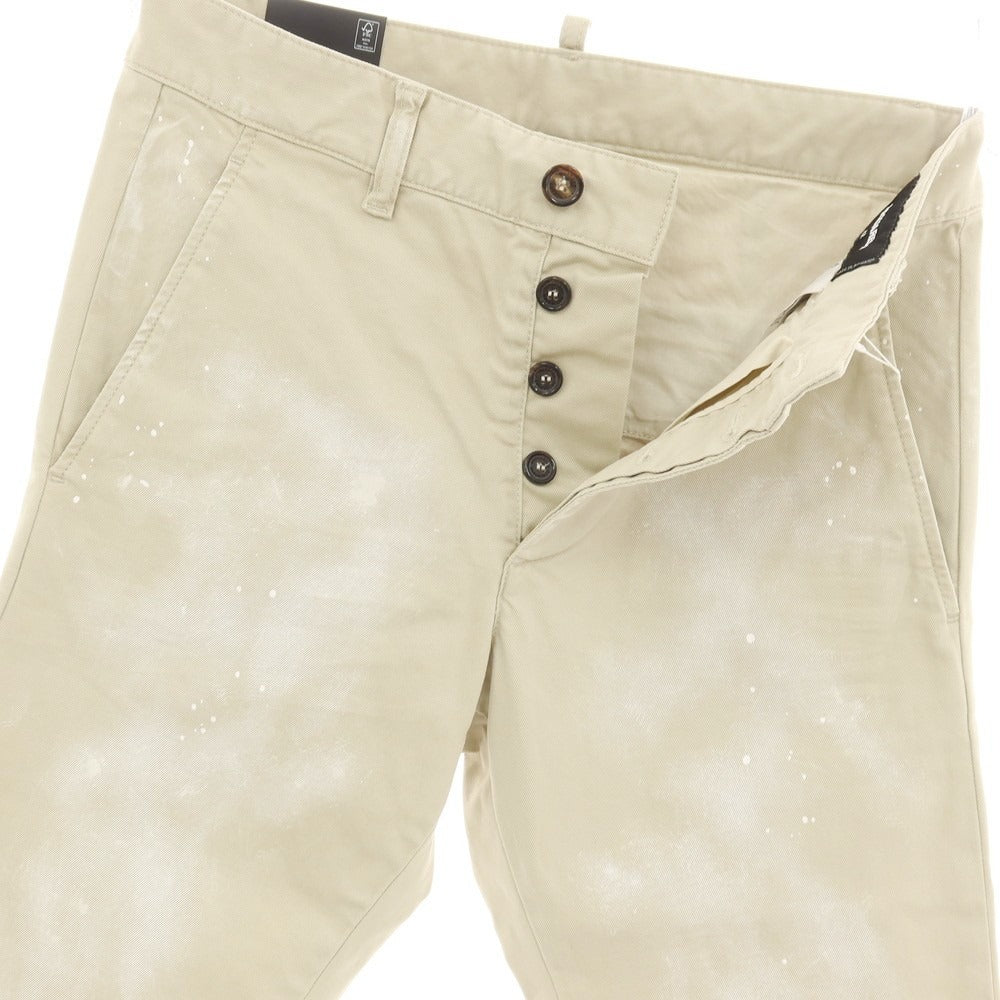 【新品】ディースクエアード DSQUARED2 COOL GUY PANT ペイント加工 ストレッチ コットン チノパンツ ベージュ【サイズ42】【 状態ランクN 】【 メンズ 】