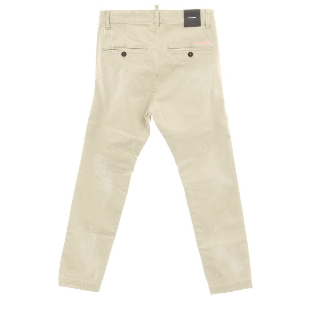 【新品】ディースクエアード DSQUARED2 COOL GUY PANT ペイント加工 ストレッチ コットン チノパンツ ベージュ【サイズ42】【 状態ランクN 】【 メンズ 】