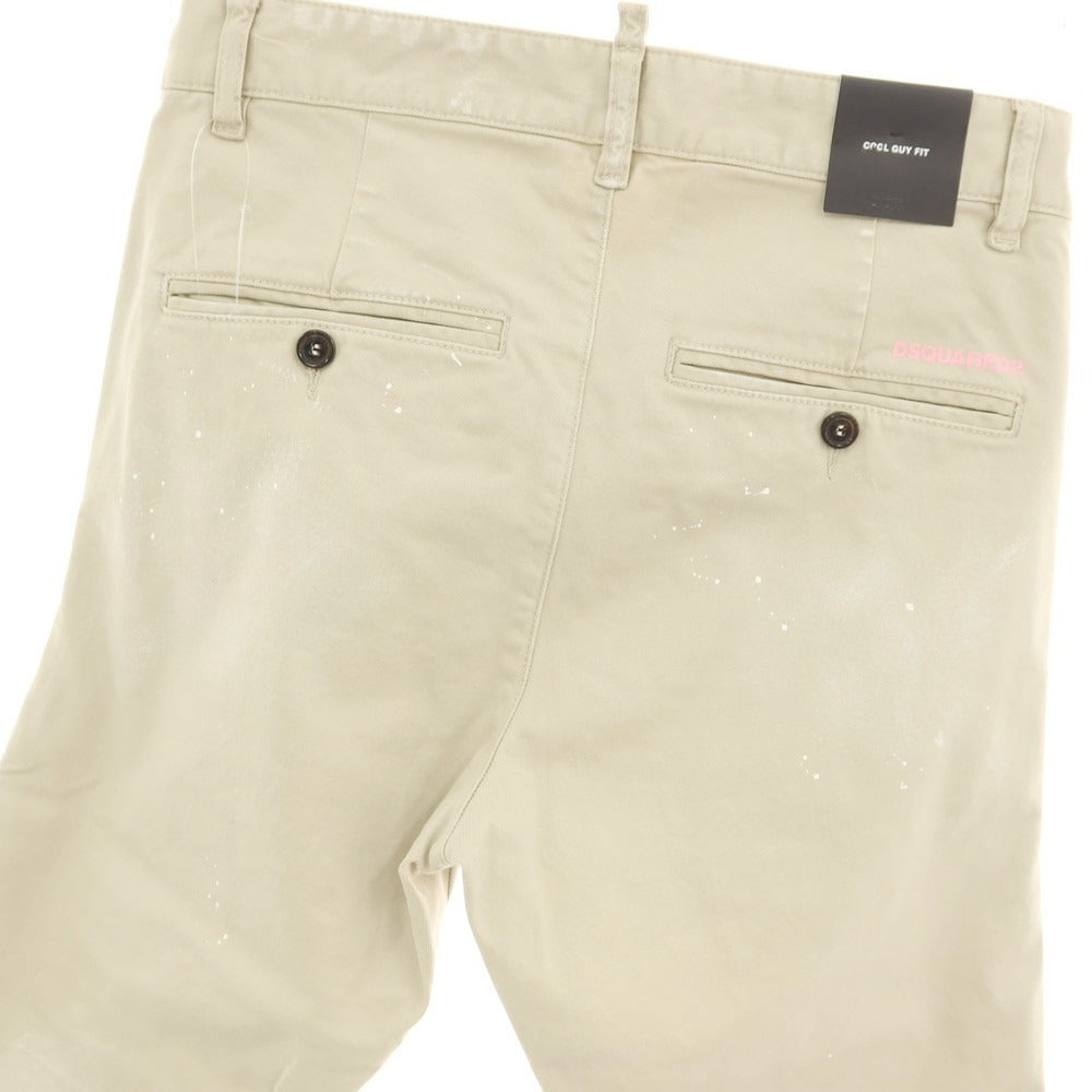 【新品】ディースクエアード DSQUARED2 COOL GUY PANT ペイント加工 ストレッチ コットン チノパンツ ベージュ【サイズ42】【 状態ランクN 】【 メンズ 】