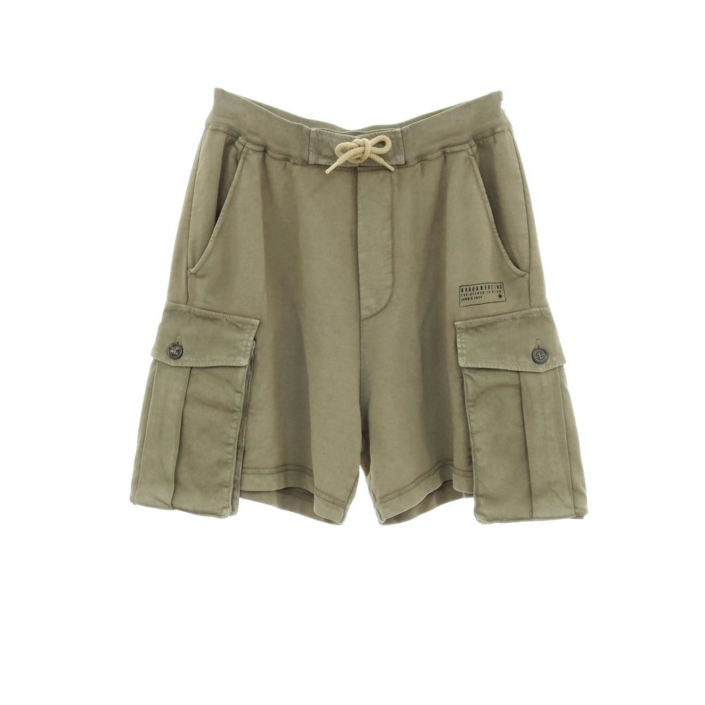 【新品】ディースクエアード DSQUARED2 BIG CARGO FIT 製品加工 コットン スウェット ショートパンツ オリーブ【サイズS】【 状態ランクN 】【 メンズ 】