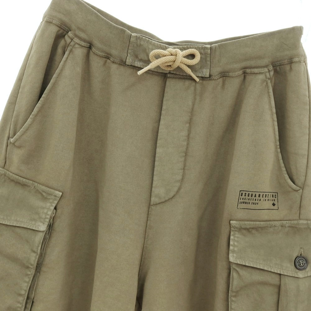 【新品】ディースクエアード DSQUARED2 BIG CARGO FIT 製品加工 コットン スウェット ショートパンツ オリーブ【サイズS】【 状態ランクN 】【 メンズ 】