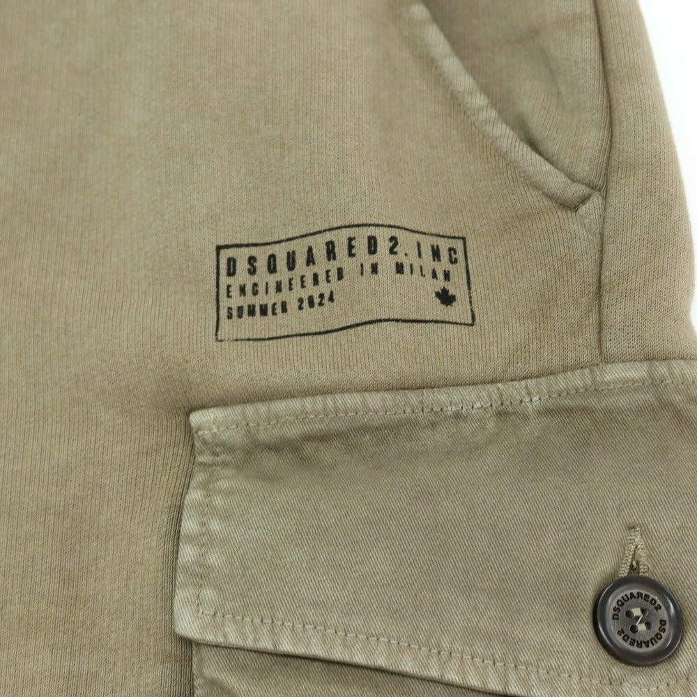 【SALE10%OFF/返品不可】【新品】ディースクエアード DSQUARED2 BIG CARGO FIT 製品加工 コットン スウェット ショートパンツ オリーブ【 サイズS 】【 状態ランクN 】【 メンズ 】