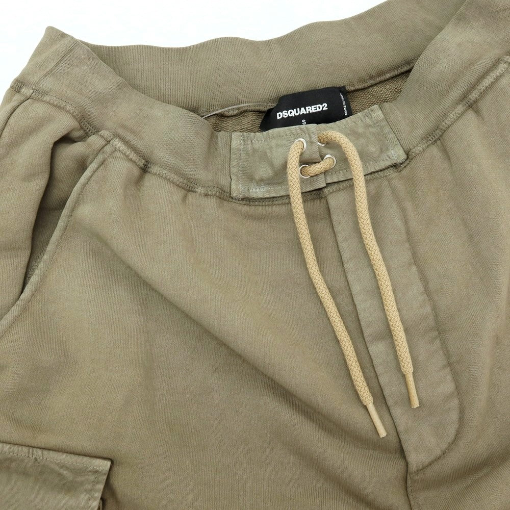 【SALE10%OFF/返品不可】【新品】ディースクエアード DSQUARED2 BIG CARGO FIT 製品加工 コットン スウェット ショートパンツ オリーブ【 サイズS 】【 状態ランクN 】【 メンズ 】