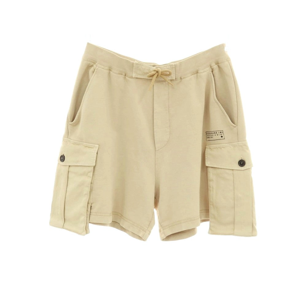 【新品】ディースクエアード DSQUARED2 BIG CARGO FIT 製品加工 コットン スウェット ショートパンツ ベージュ【サイズL】【 状態ランクN 】【 メンズ 】