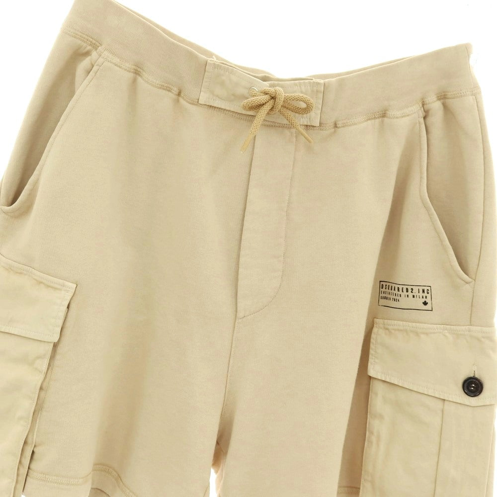【新品】ディースクエアード DSQUARED2 BIG CARGO FIT 製品加工 コットン スウェット ショートパンツ ベージュ【サイズL】【 状態ランクN 】【 メンズ 】