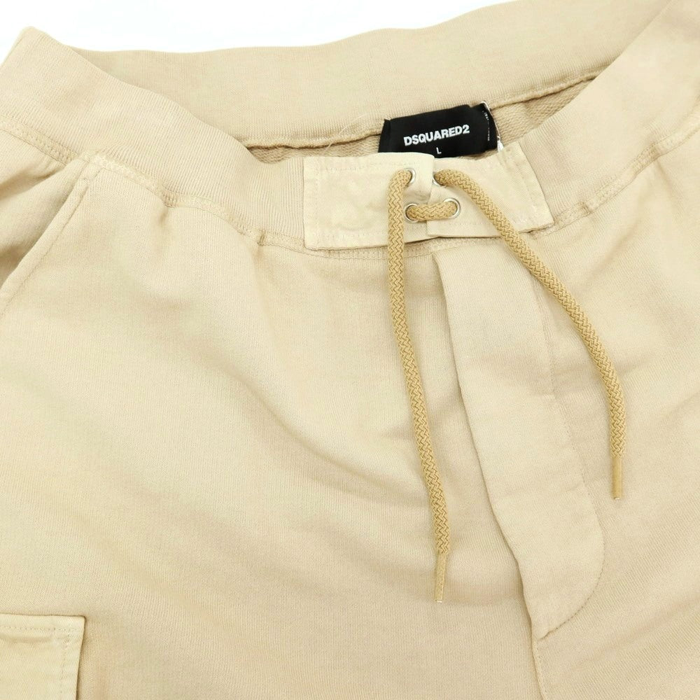 【新品】ディースクエアード DSQUARED2 BIG CARGO FIT 製品加工 コットン スウェット ショートパンツ ベージュ【サイズL】【 状態ランクN 】【 メンズ 】