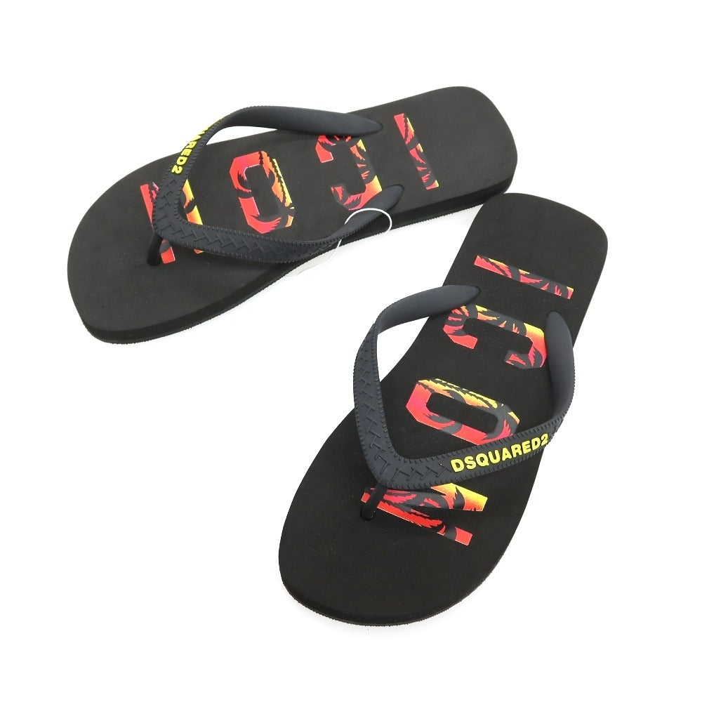 【新品】ディースクエアード DSQUARED2 S82FF0001 ラバー系 ビーチサンダル ブラック【サイズ39】【 状態ランクN 】【 メンズ 】