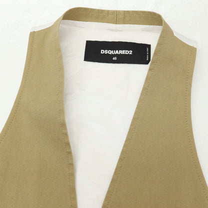 【新品】ディースクエアード DSQUARED2 コットンポリウレタン カジュアル系ジレ ベスト カーキベージュ【サイズ46】【 状態ランクN 】【 メンズ 】