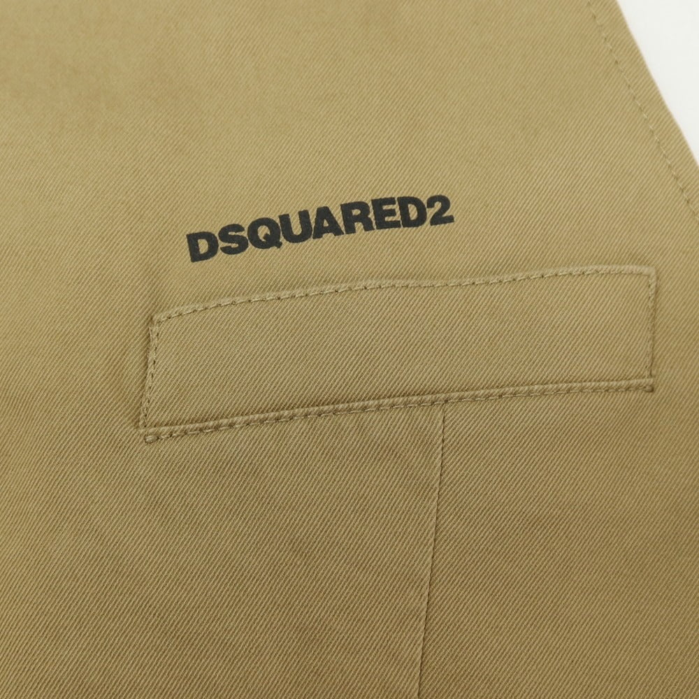 【新品】ディースクエアード DSQUARED2 コットンポリウレタン カジュアル系ジレ ベスト カーキベージュ【サイズ46】【 状態ランクN 】【 メンズ 】