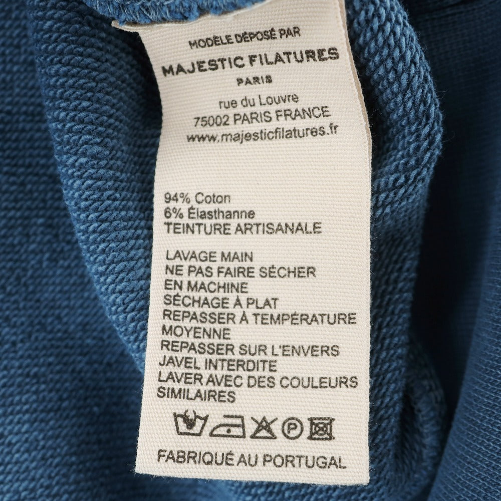 【新品】マジェスティック フィラチュール オム MAJESTIC FILATURES HOMME コットンポリウレタン スウェット プルオーバー パーカー ブルー【 サイズM 】【 状態ランクN 】【 メンズ 】 [APD]