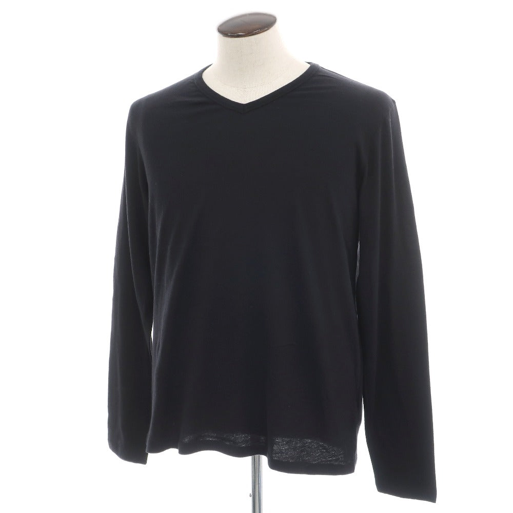 【新品】マジェスティック フィラチュール オム MAJESTIC FILATURES HOMME コットンカシミヤ Vネック 長袖Ｔシャツ ブラック【サイズL】【 状態ランクN 】【 メンズ 】