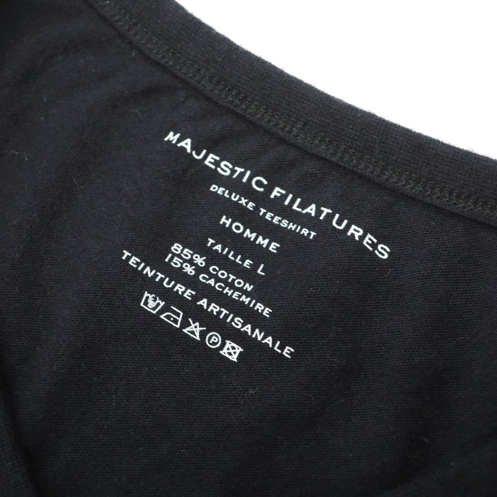 【新品】マジェスティック フィラチュール オム MAJESTIC FILATURES HOMME コットンカシミヤ Vネック 長袖Ｔシャツ ブラック【サイズL】【 状態ランクN 】【 メンズ 】