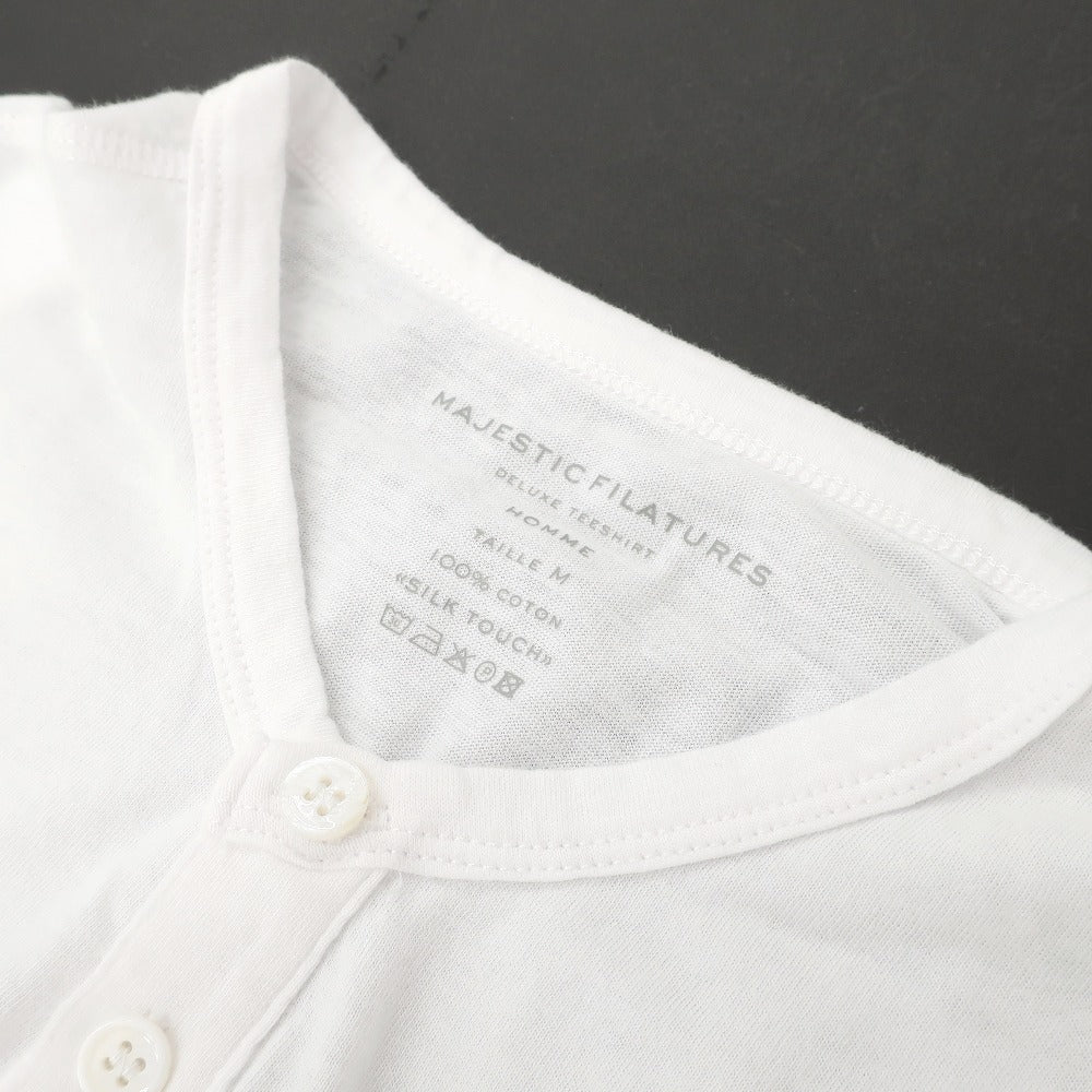 【新品】マジェスティック フィラチュール オム MAJESTIC FILATURES HOMME コットン ヘンリーネック 半袖Ｔシャツ ホワイト【サイズM】【 状態ランクN 】【 メンズ 】[APD]