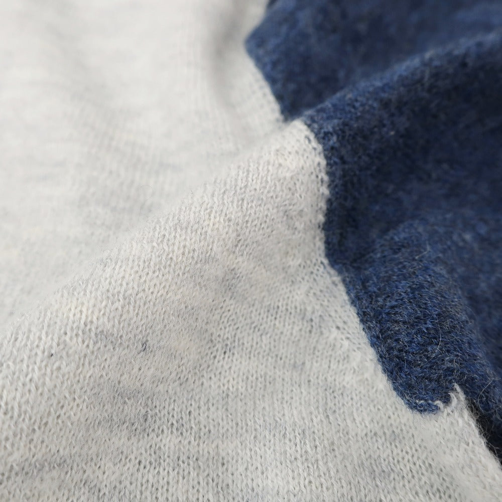 【新品】マジェスティック フィラチュール オム MAJESTIC FILATURES HOMME カシミヤ クルーネック プルオーバーニット ライトグレーxネイビー【サイズM】【 状態ランクN 】【 メンズ 】[APD]