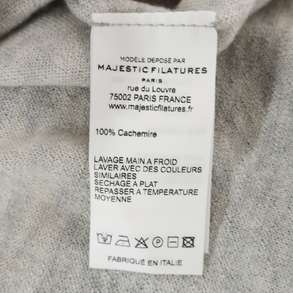 【新品】マジェスティック フィラチュール オム MAJESTIC FILATURES HOMME カシミヤ クルーネック プルオーバーニット ライトグレーxネイビー【サイズM】【 状態ランクN 】【 メンズ 】[APD]