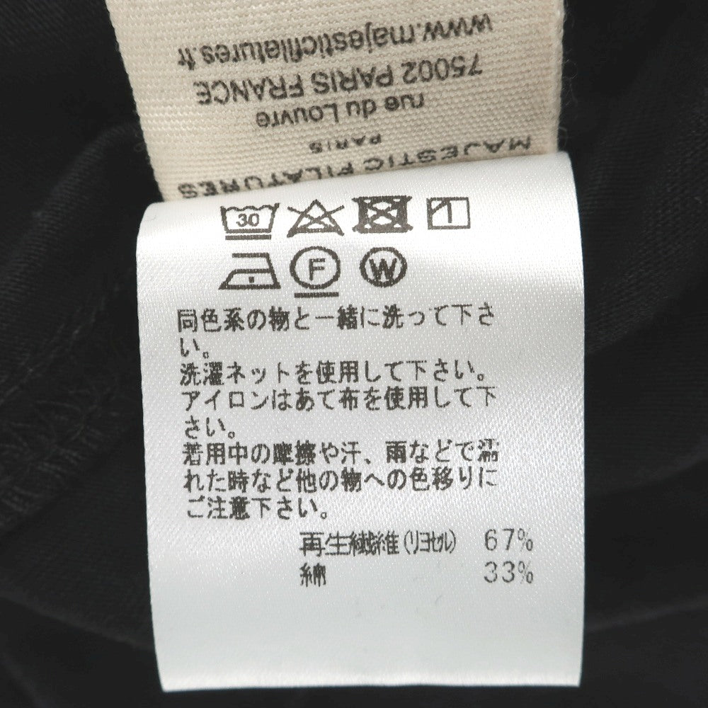 【新品】マジェスティック フィラチュール オム MAJESTIC FILATURES HOMME リヨセルオーガニックコットン ジャージー レギュラーカラー カジュアルシャツ ブラック【サイズS】【 状態ランクN 】【 メンズ 】