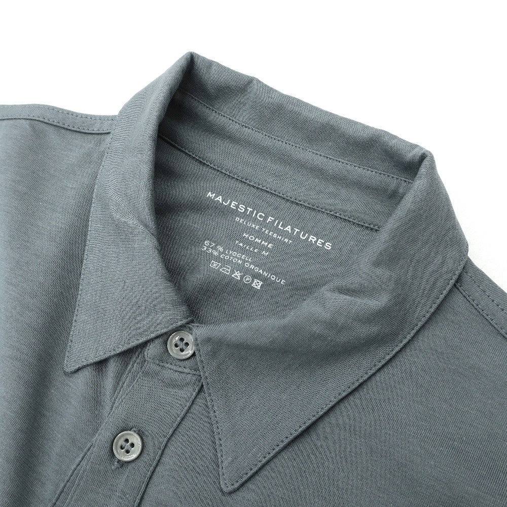 【新品】マジェスティック フィラチュール オム MAJESTIC FILATURES HOMME リヨセルオーガニックコットン ジャージー レギュラーカラー カジュアルシャツ ブルーグレー【サイズＭ】【 状態ランクN 】【 メンズ 】