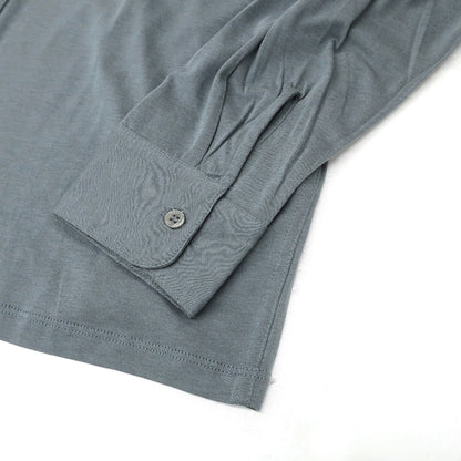 【新品】マジェスティック フィラチュール オム MAJESTIC FILATURES HOMME リヨセルオーガニックコットン ジャージー レギュラーカラー カジュアルシャツ ブルーグレー【サイズＭ】【 状態ランクN 】【 メンズ 】