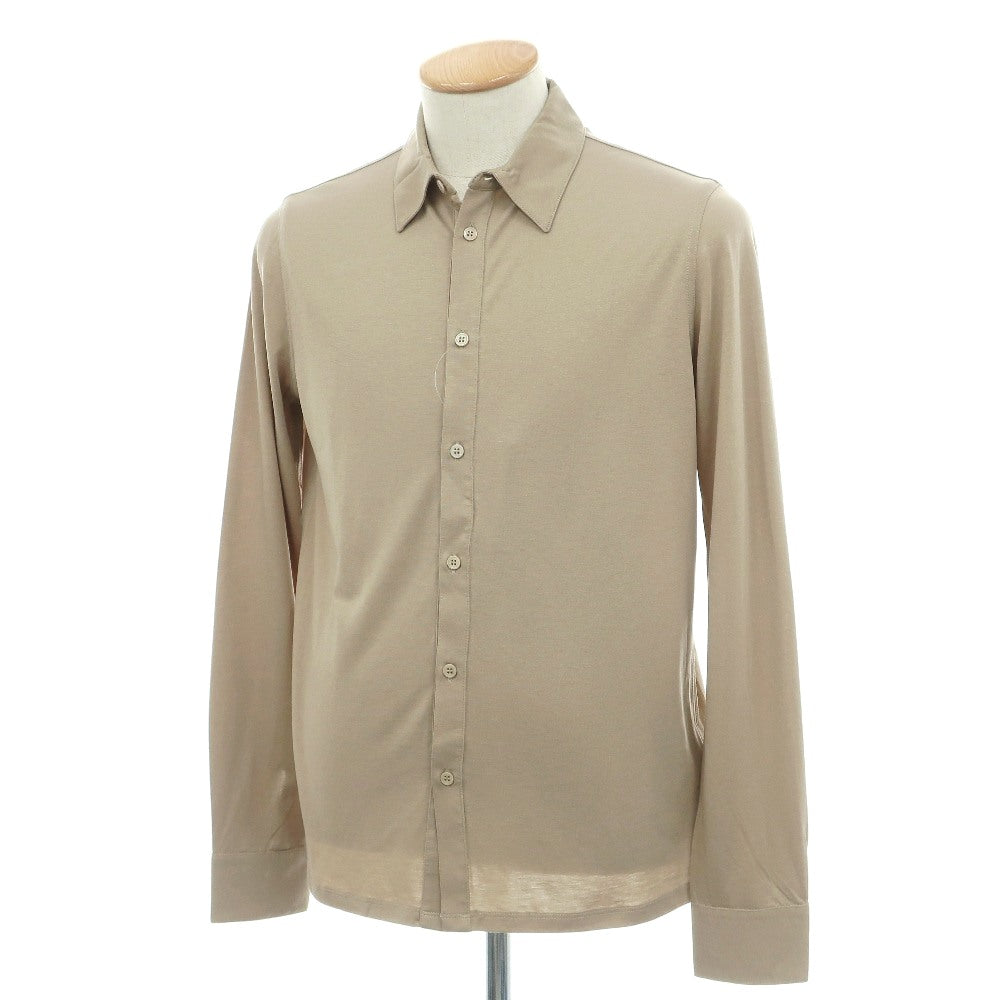 【新品】マジェスティック フィラチュール オム MAJESTIC FILATURES HOMME リヨセルオーガニックコットン ジャージー レギュラーカラー カジュアルシャツ ダークベージュ【サイズＳ】【 状態ランクN 】【 メンズ 】