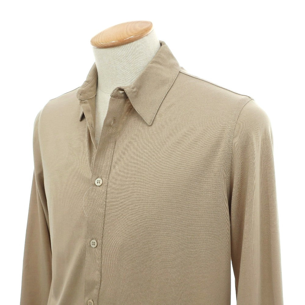 【新品】マジェスティック フィラチュール オム MAJESTIC FILATURES HOMME リヨセルオーガニックコットン ジャージー レギュラーカラー カジュアルシャツ ダークベージュ【サイズＳ】【 状態ランクN 】【 メンズ 】