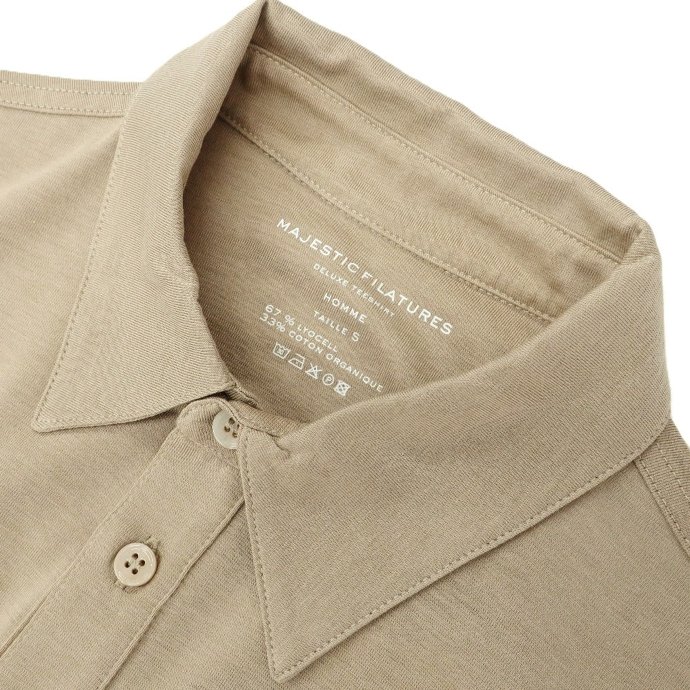 【新品】マジェスティック フィラチュール オム MAJESTIC FILATURES HOMME リヨセルオーガニックコットン ジャージー レギュラーカラー カジュアルシャツ ダークベージュ【サイズＳ】【 状態ランクN 】【 メンズ 】