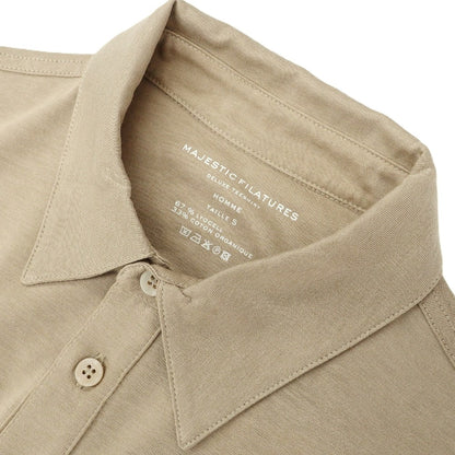 【新品】マジェスティック フィラチュール オム MAJESTIC FILATURES HOMME リヨセルオーガニックコットン ジャージー レギュラーカラー カジュアルシャツ ダークベージュ【サイズＳ】【 状態ランクN 】【 メンズ 】