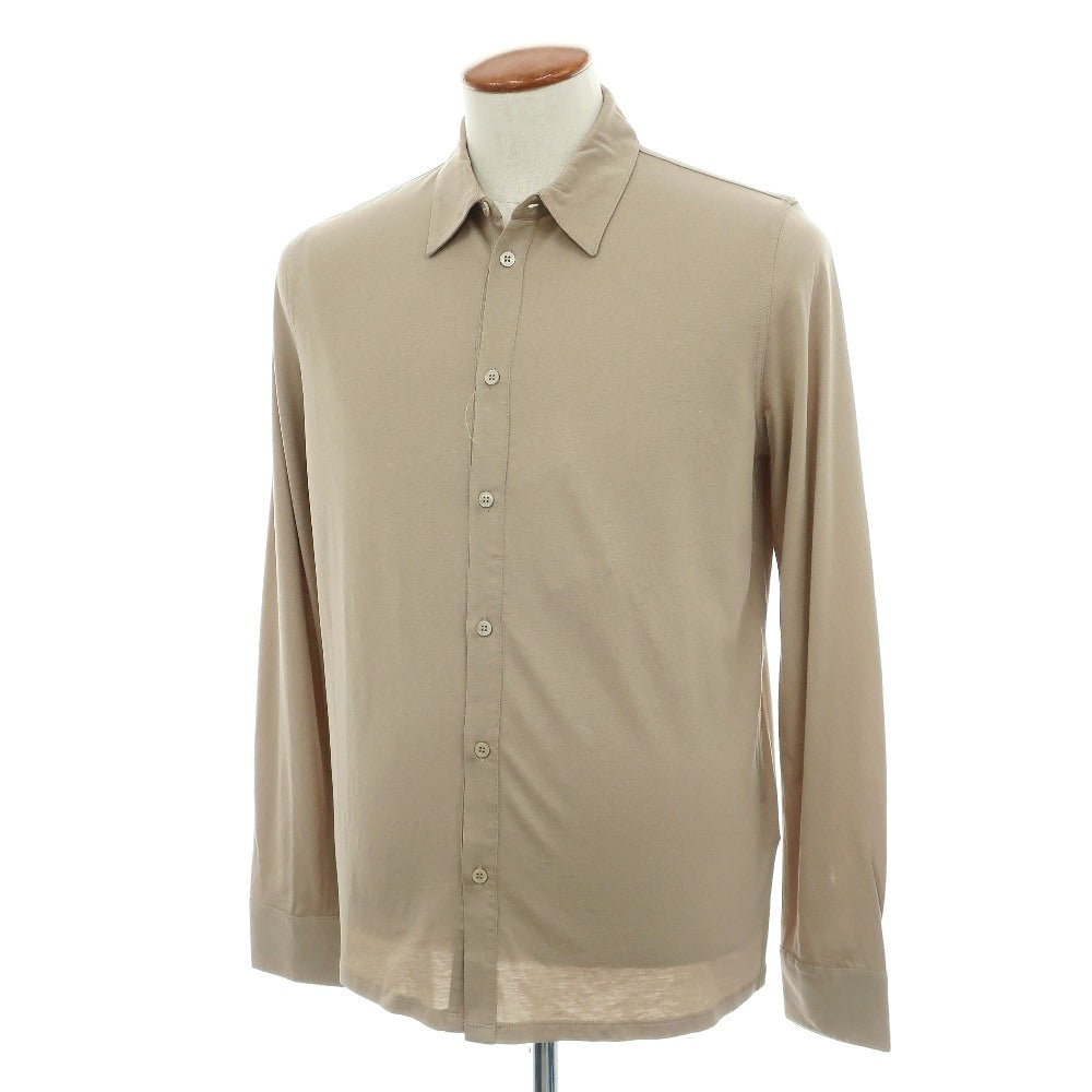 【新品】マジェスティック フィラチュール オム MAJESTIC FILATURES HOMME リヨセルオーガニックコットン ジャージー レギュラーカラー カジュアルシャツ ダークベージュ【サイズＭ】【 状態ランクN 】【 メンズ 】