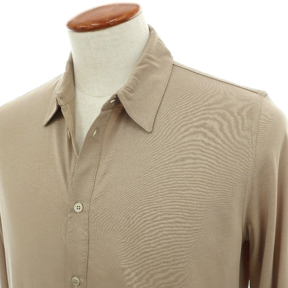 【新品】マジェスティック フィラチュール オム MAJESTIC FILATURES HOMME リヨセルオーガニックコットン ジャージー レギュラーカラー カジュアルシャツ ダークベージュ【サイズＭ】【 状態ランクN 】【 メンズ 】