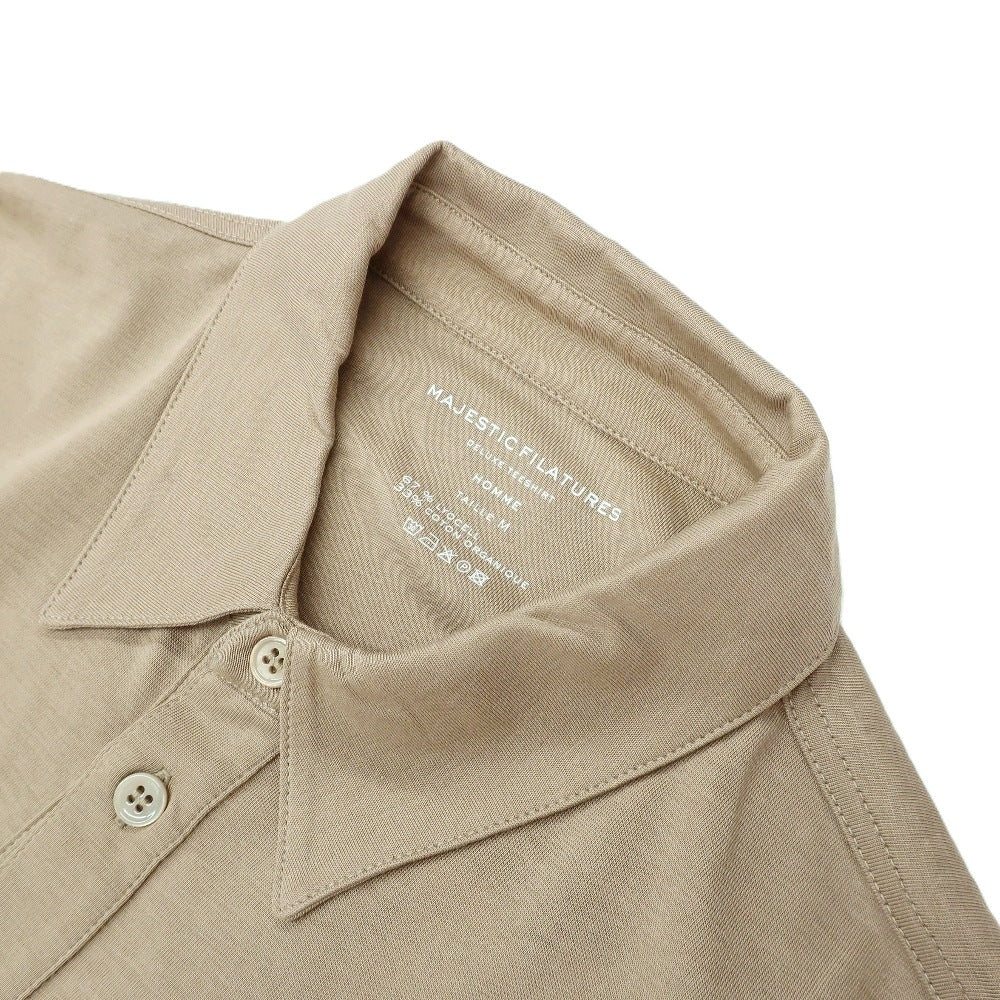 【新品】マジェスティック フィラチュール オム MAJESTIC FILATURES HOMME リヨセルオーガニックコットン ジャージー レギュラーカラー カジュアルシャツ ダークベージュ【サイズＭ】【 状態ランクN 】【 メンズ 】