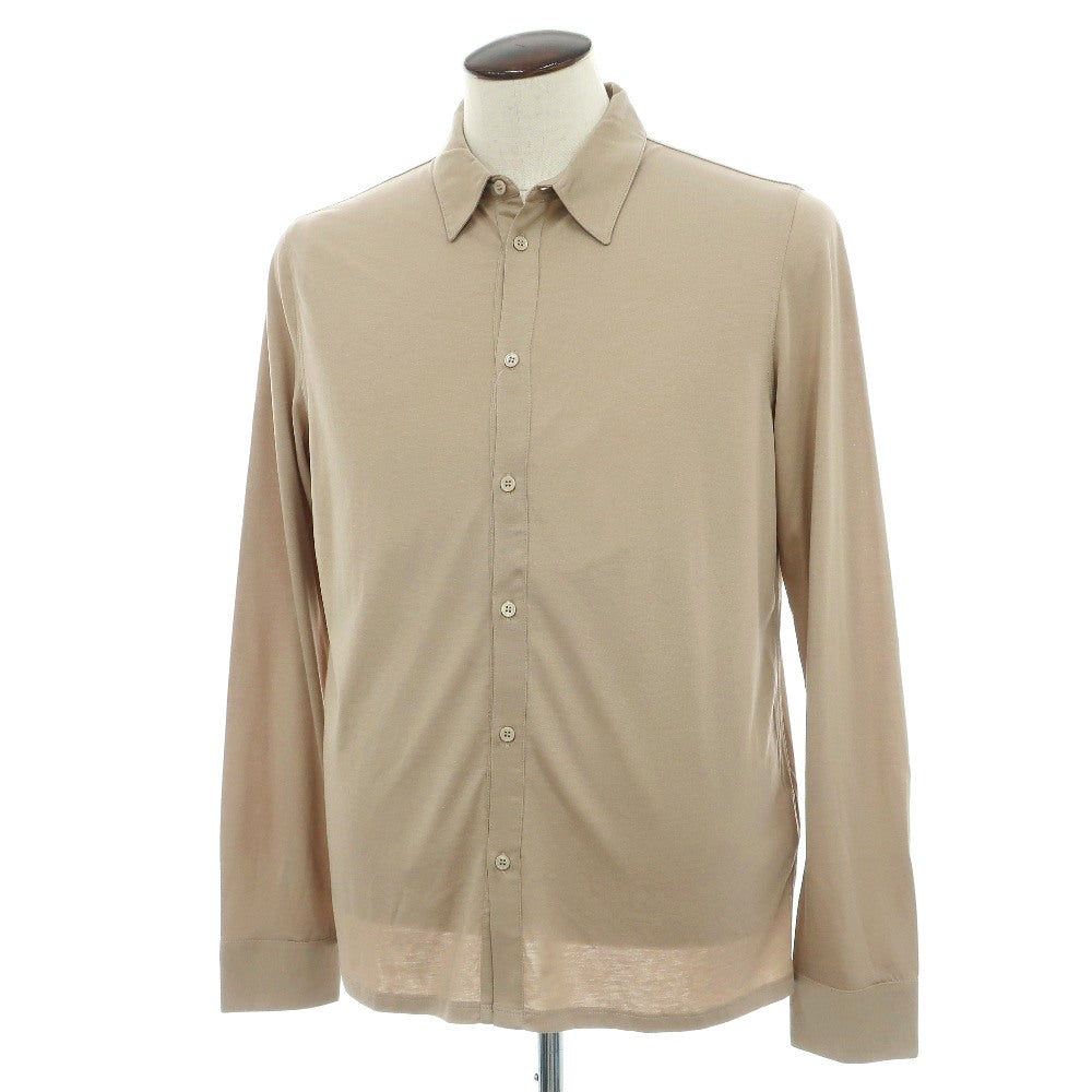 【新品】マジェスティック フィラチュール オム MAJESTIC FILATURES HOMME リヨセルオーガニックコットン ジャージー レギュラーカラー カジュアルシャツ ダークベージュ【サイズＬ】【 状態ランクN 】【 メンズ 】