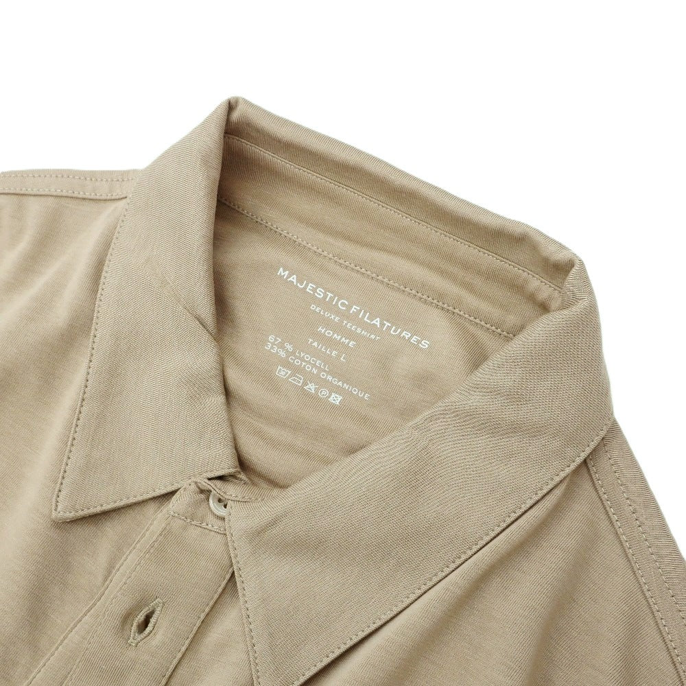 【新品】マジェスティック フィラチュール オム MAJESTIC FILATURES HOMME リヨセルオーガニックコットン ジャージー レギュラーカラー カジュアルシャツ ダークベージュ【サイズＬ】【 状態ランクN 】【 メンズ 】