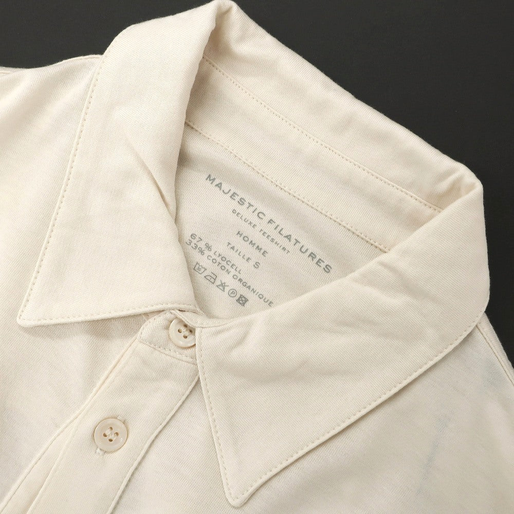 【新品】マジェスティック フィラチュール オム MAJESTIC FILATURES HOMME リヨセルオーガニックコットン ジャージー レギュラーカラー カジュアルシャツ クリーム【サイズS】【 状態ランクN 】【 メンズ 】