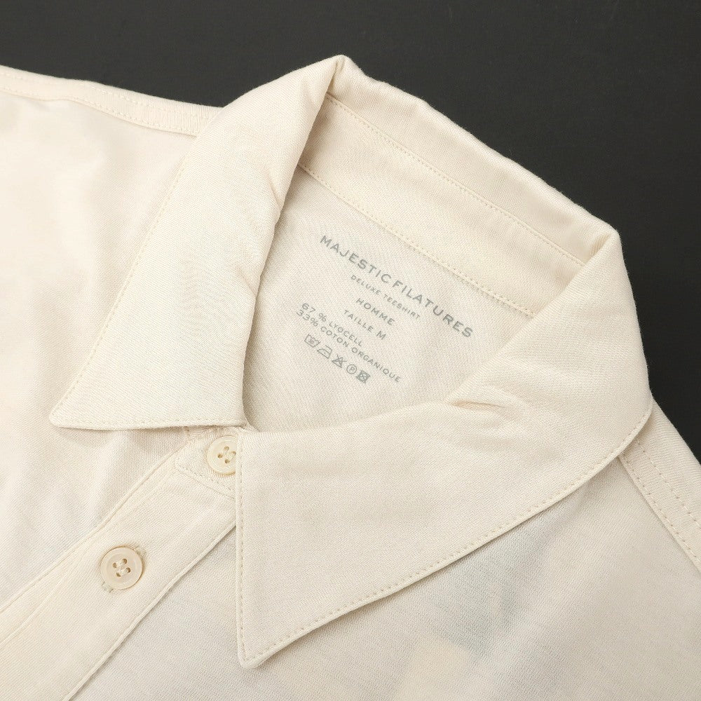 【新品】マジェスティック フィラチュール オム MAJESTIC FILATURES HOMME リヨセルオーガニックコットン ジャージー レギュラーカラー カジュアルシャツ クリーム【 サイズM 】【 状態ランクN 】【 メンズ 】 [APD]