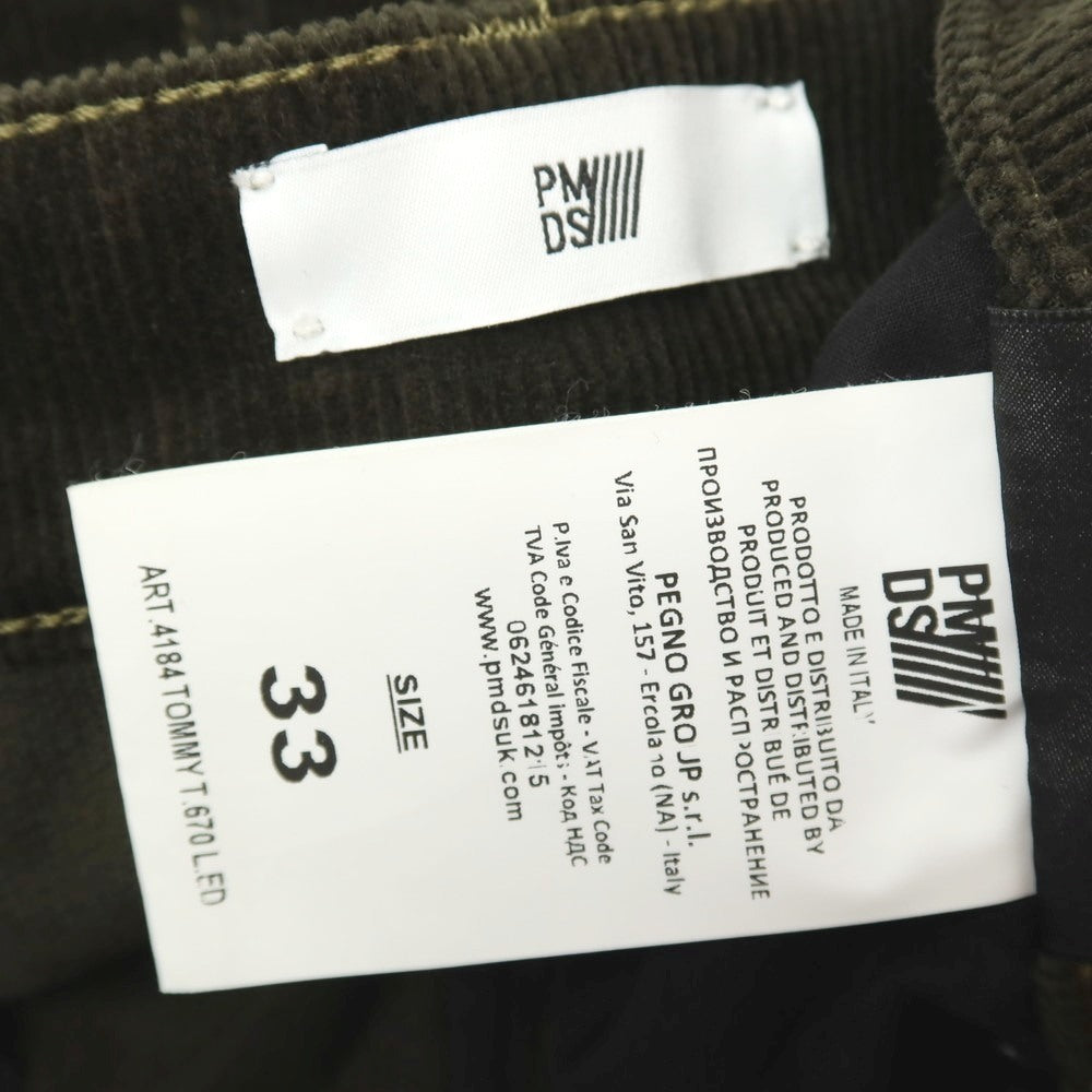 【新品】ピーエムディーエス PMDS 42-136PM TOMMY ストレッチ コットン コーデュロイパンツ ミリタリーグリーン【サイズ33】【 状態ランクN 】【 メンズ 】