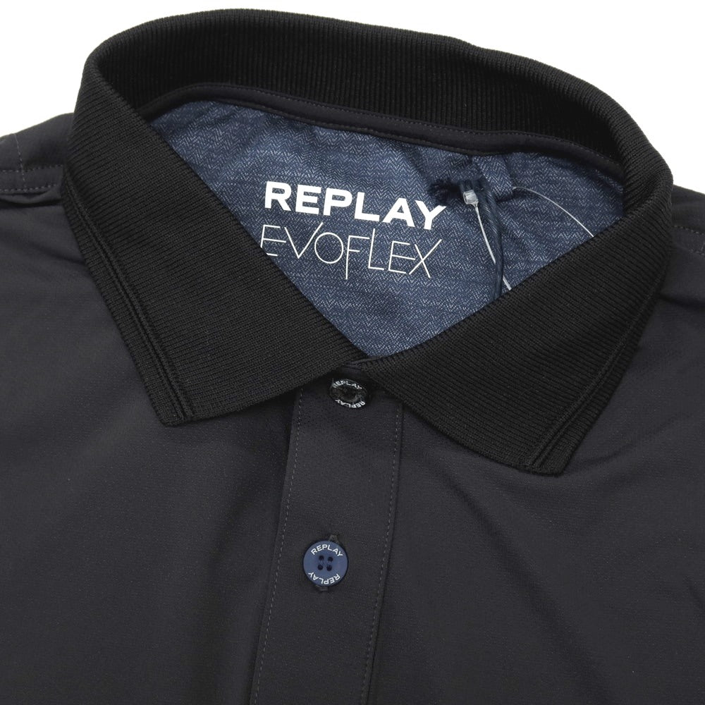 【新品アウトレット】リプレイ REPLAY EVOFLEX ナイロンポリウレタン 長袖ポロシャツ ブラック【サイズS】【 状態ランクN- 】【 メンズ 】