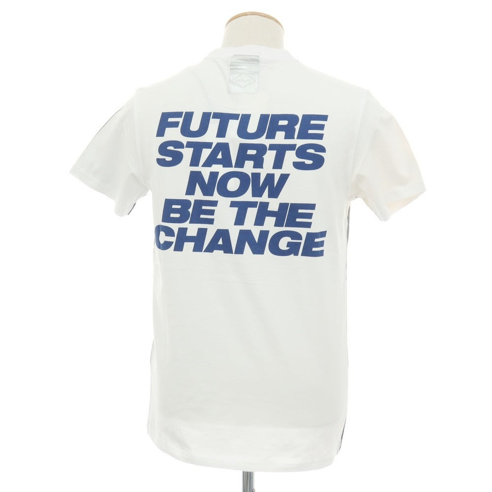 【新品】リプレイ REPLAY コットン 転写プリント＆バッグロゴ クルーネック 半袖Ｔシャツ ホワイトxグレー【サイズS】【 状態ランクN 】【 メンズ 】