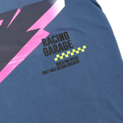 【新品アウトレット】リプレイ REPLAY コットン RACING GARAGE プリント クルーネック 半袖Ｔシャツ ダルブルー【サイズS】【 状態ランクN- 】【 メンズ 】