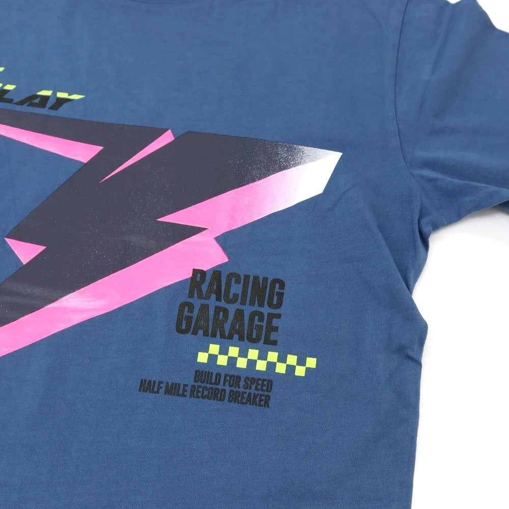 【新品アウトレット】リプレイ REPLAY コットン RACING GARAGE プリント クルーネック 半袖Ｔシャツ ダルブルー【サイズS】【 状態ランクN- 】【 メンズ 】