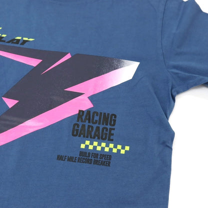 【新品アウトレット】リプレイ REPLAY コットン RACING GARAGE プリント クルーネック 半袖Ｔシャツ ダルブルー【サイズS】【 状態ランクN- 】【 メンズ 】