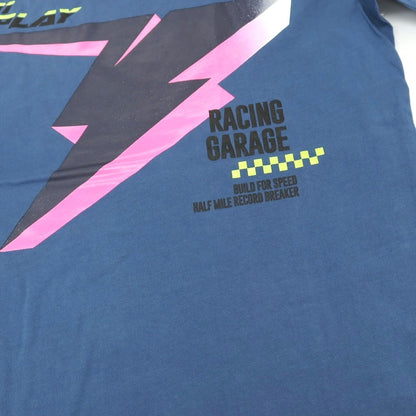 【新品アウトレット】リプレイ REPLAY コットン RACING GARAGE プリント クルーネック 半袖Ｔシャツ ダルブルー【サイズS】【 状態ランクN- 】【 メンズ 】