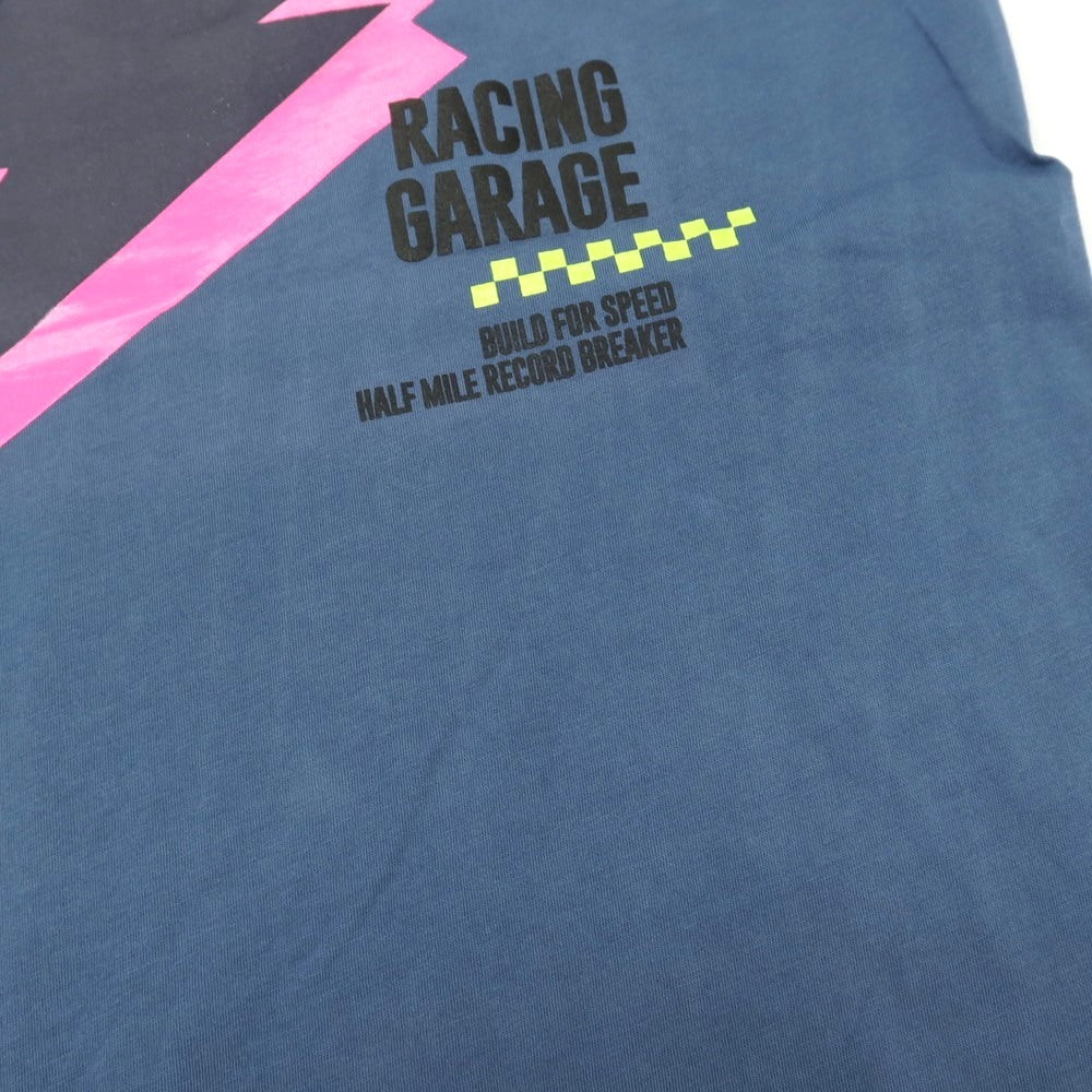 【新品アウトレット】リプレイ REPLAY コットン RACING GARAGE プリント クルーネック 半袖Ｔシャツ ダルブルー【サイズS】【 状態ランクN- 】【 メンズ 】