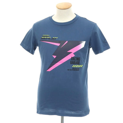 【新品アウトレット】リプレイ REPLAY コットン RACING GARAGE プリント クルーネック 半袖Ｔシャツ ダルブルー【サイズS】【 状態ランクN- 】【 メンズ 】
