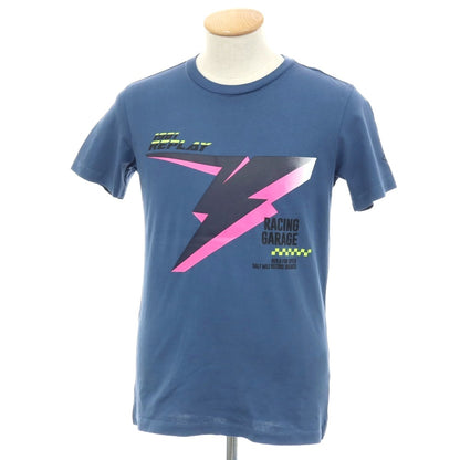 【新品アウトレット】リプレイ REPLAY コットン RACING GARAGE プリント クルーネック 半袖Ｔシャツ ダルブルー【サイズS】【 状態ランクN- 】【 メンズ 】