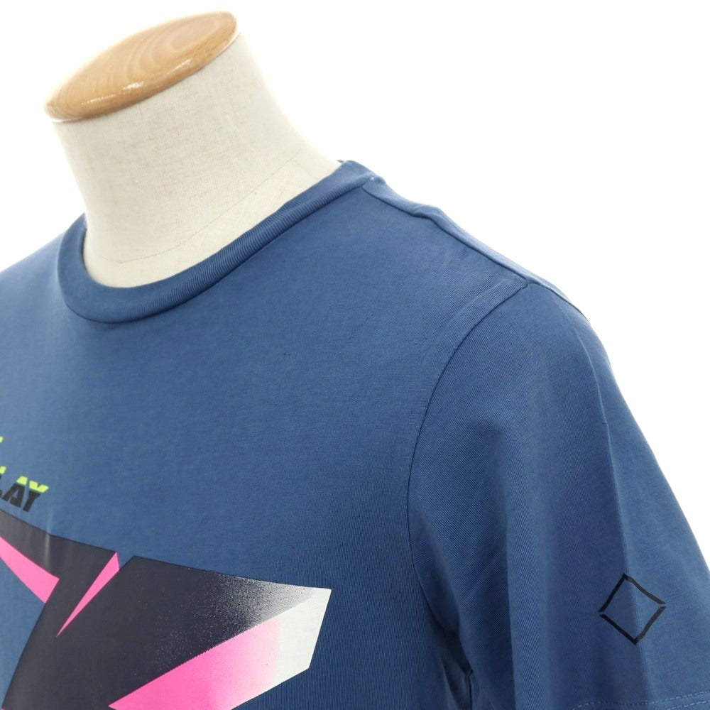 【新品アウトレット】リプレイ REPLAY コットン RACING GARAGE プリント クルーネック 半袖Ｔシャツ ダルブルー【サイズS】【 状態ランクN- 】【 メンズ 】