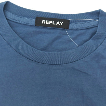 【新品】リプレイ REPLAY コットン RACING GARAGE プリント クルーネック 半袖Ｔシャツ ダルブルー【サイズS】【 状態ランクN 】【 メンズ 】
