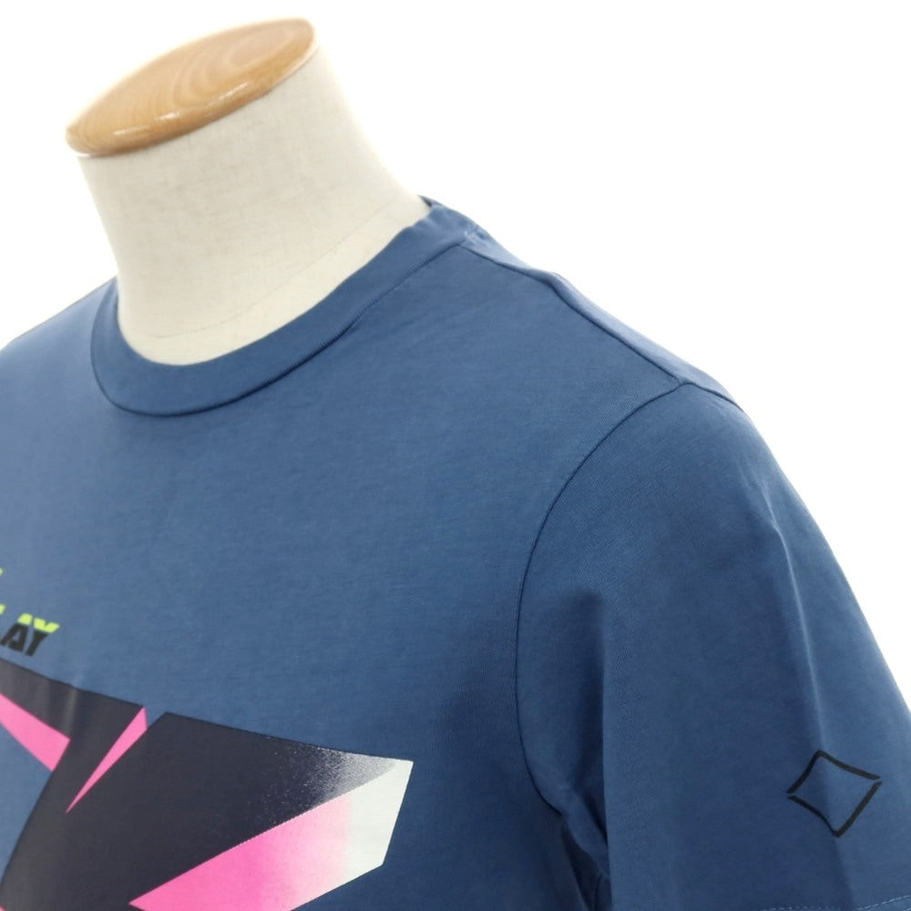 【新品アウトレット】リプレイ REPLAY コットン RACING GARAGE プリント クルーネック 半袖Ｔシャツ ダルブルー【サイズS】【 状態ランクN- 】【 メンズ 】