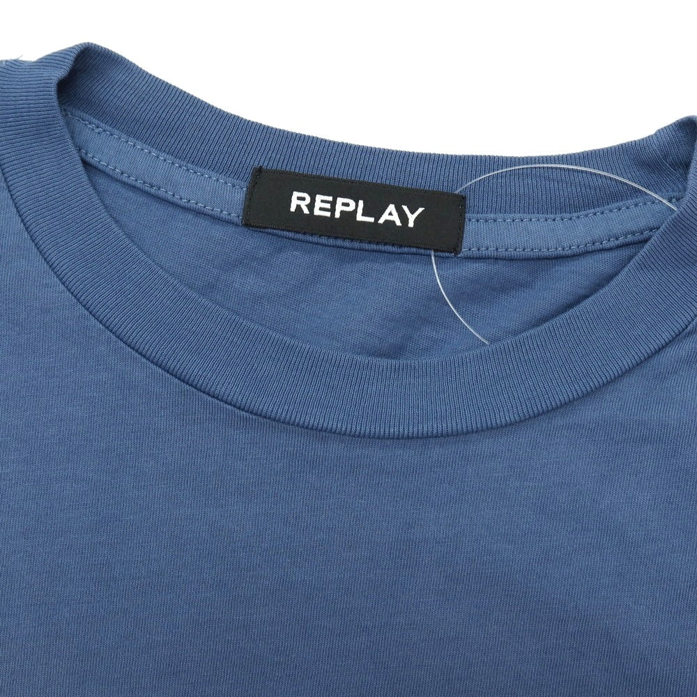 【新品アウトレット】リプレイ REPLAY コットン RACING GARAGE プリント クルーネック 半袖Ｔシャツ ダルブルー【サイズS】【 状態ランクN- 】【 メンズ 】