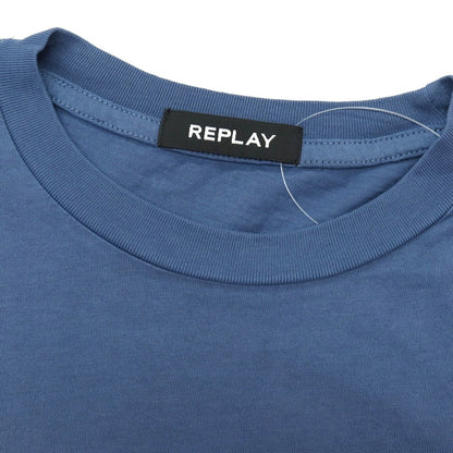 【新品アウトレット】リプレイ REPLAY コットン RACING GARAGE プリント クルーネック 半袖Ｔシャツ ダルブルー【サイズS】【 状態ランクN- 】【 メンズ 】